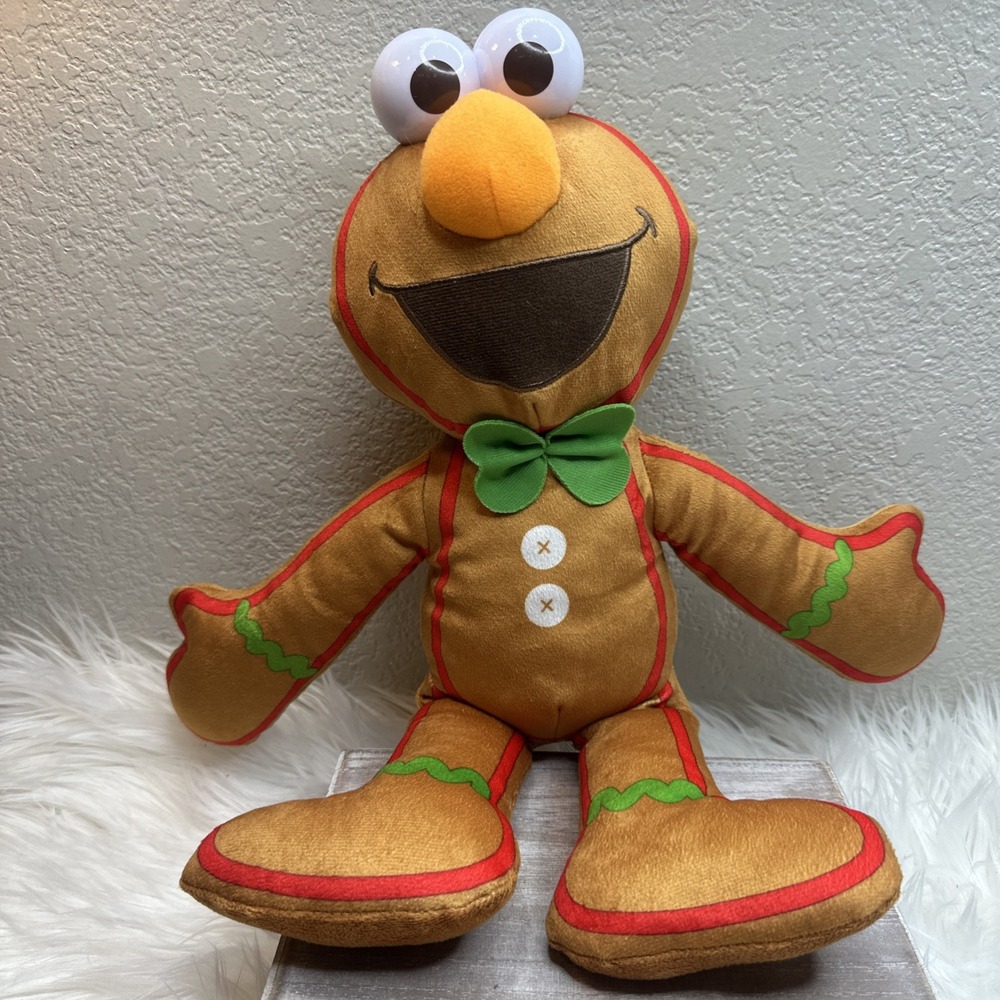 $20 🌙 Sesame Street Elmo Gingerbread Man 16" Stuffed Plush Christmas CLEAN